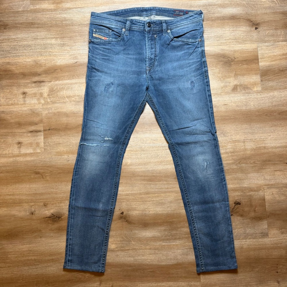 Diesel Spender JoggJeans Mens 32x28 Blue Distressed Skinny Fit Denim Sweatpants